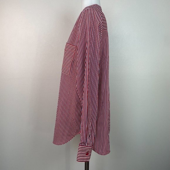Cabi Top Medium Red Blue White Striped Franklin Popover Blouse Women's - Picture 4 of 14